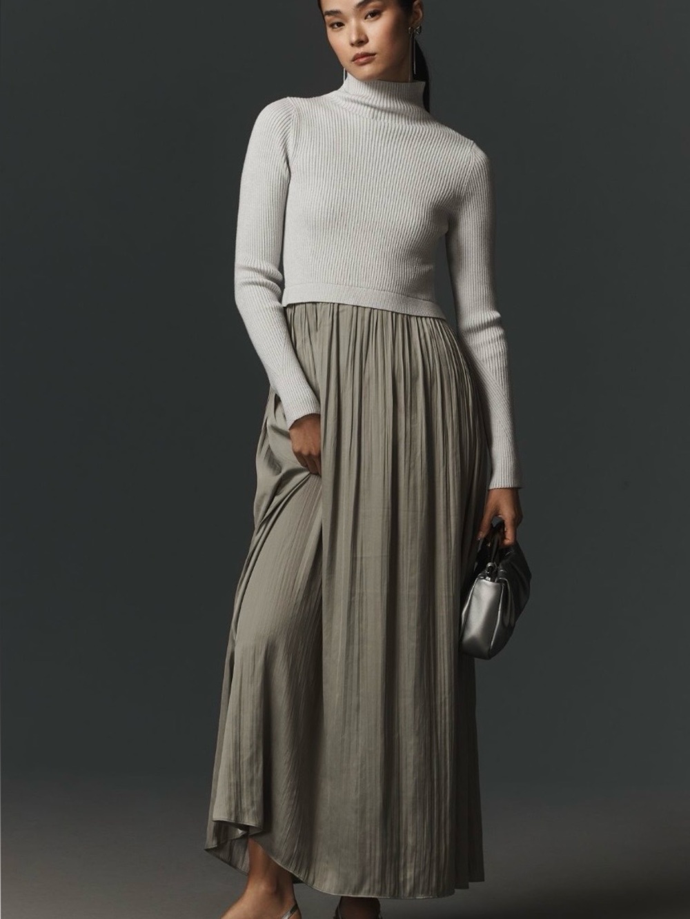 Elegant Olive Green Pleated Maxi Skirt - Women